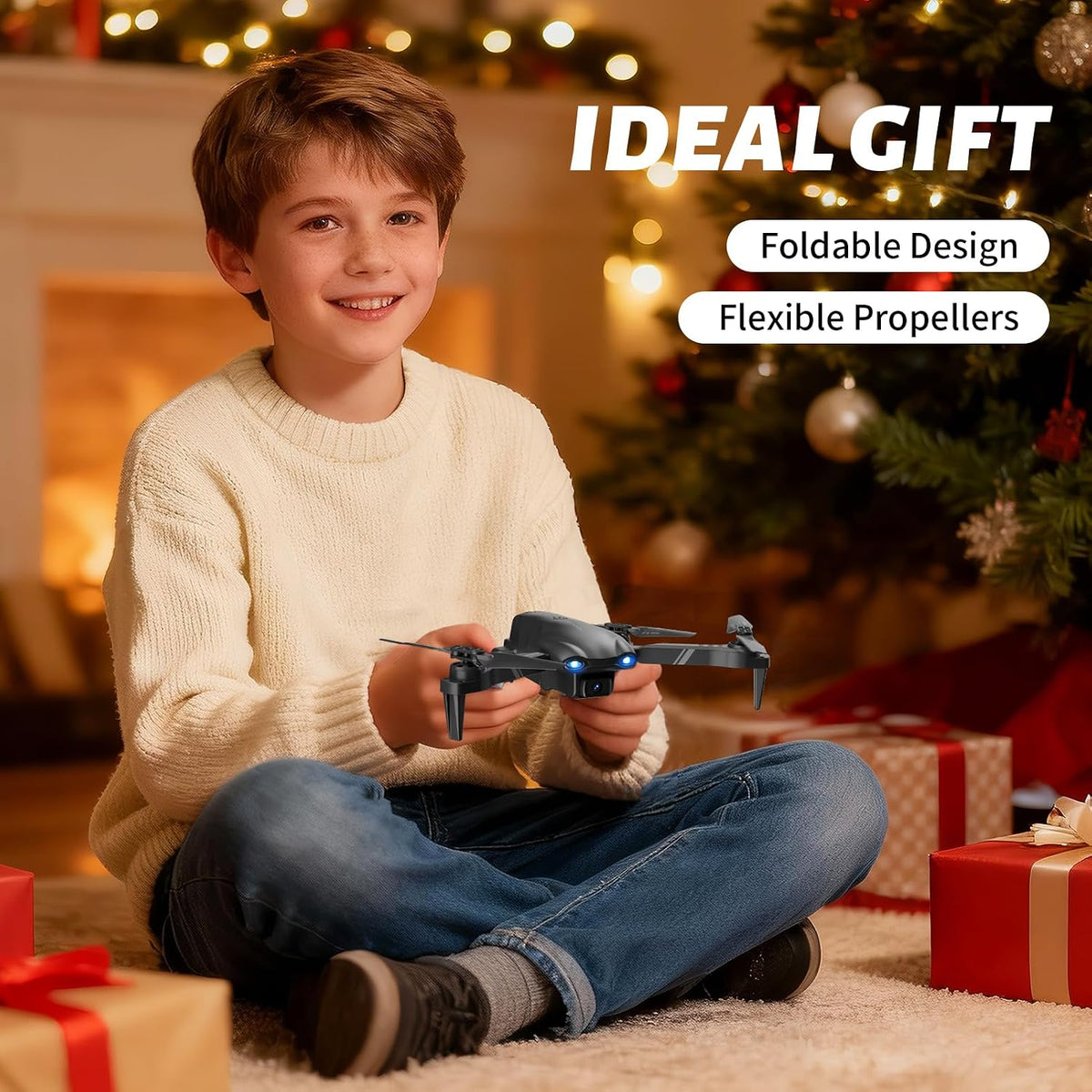 4DRC V13 Foldable Drone with 1080P HD Camera - The Ultimate Beginner's Aerial Adventure for Kids and Adults, Featuring Waypoint Navigation, Headless Mode, Altitude Hold, Gesture Selfie, and 3D Flips!