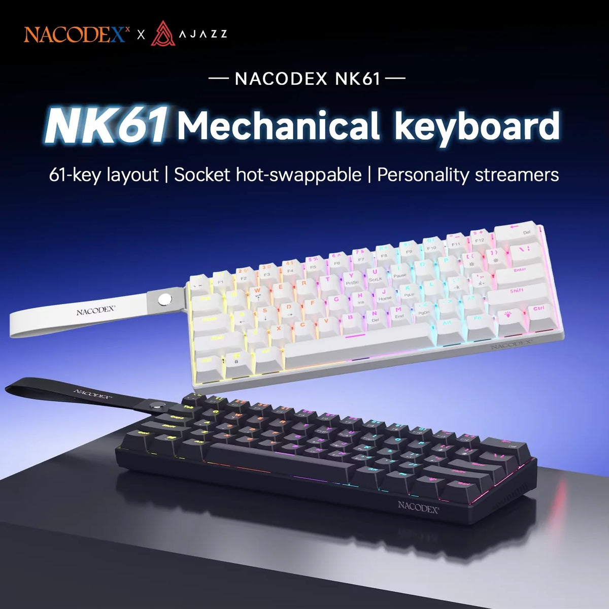 Experience Gaming Excellence with the NK61 Wired Mechanical Keyboard - 60% RGB Hot-Swappable Red Switch Mini Keyboard for Ultimate PC Performance