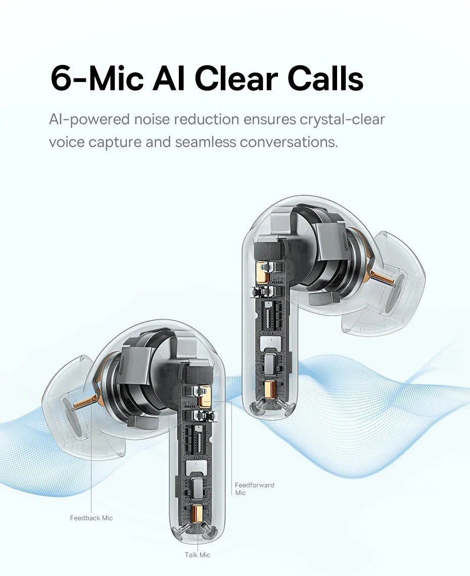 Experience Unmatched Sound Quality with Baseus Bass BP1 Pro -50Db Noise Cancelling Wireless Earbuds Featuring Bluetooth 6.0 and LDAC Hi-Res Audio