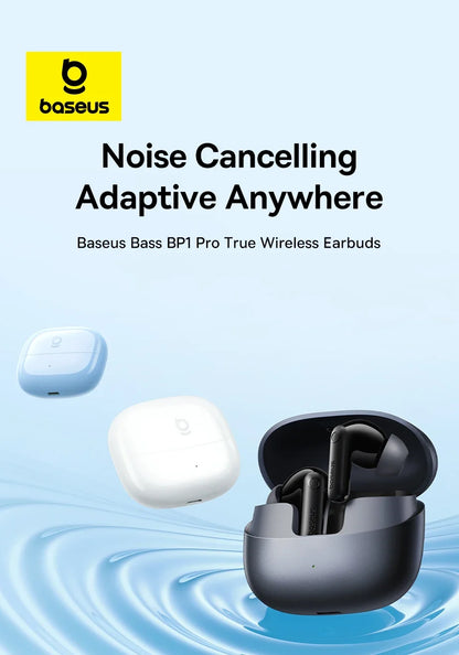 Experience Unmatched Sound Quality with Baseus Bass BP1 Pro -50Db Noise Cancelling Wireless Earbuds Featuring Bluetooth 6.0 and LDAC Hi-Res Audio