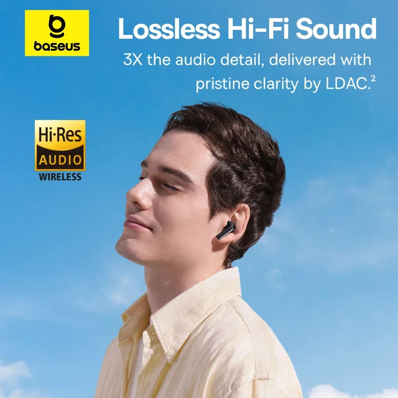 Experience Unmatched Sound Quality with Baseus Bass BP1 Pro -50Db Noise Cancelling Wireless Earbuds Featuring Bluetooth 6.0 and LDAC Hi-Res Audio