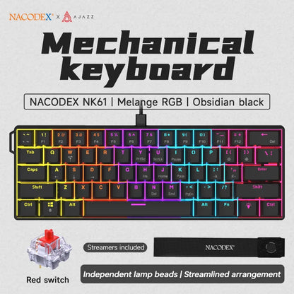 Experience Gaming Excellence with the NK61 Wired Mechanical Keyboard - 60% RGB Hot-Swappable Red Switch Mini Keyboard for Ultimate PC Performance