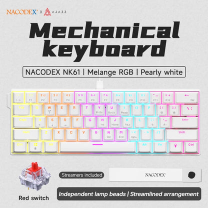 Experience Gaming Excellence with the NK61 Wired Mechanical Keyboard - 60% RGB Hot-Swappable Red Switch Mini Keyboard for Ultimate PC Performance