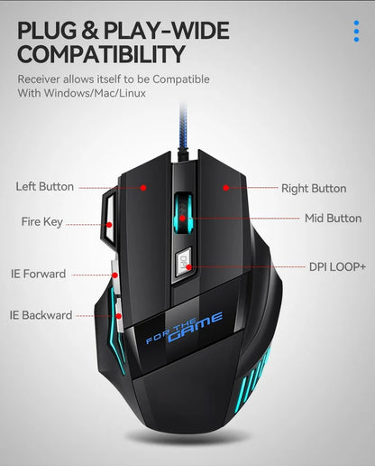Unleash Your Gaming Potential with the New Hyperspeed RGB Wired Gaming Mouse - Ergonomic Design & 7D Precision Tracking!