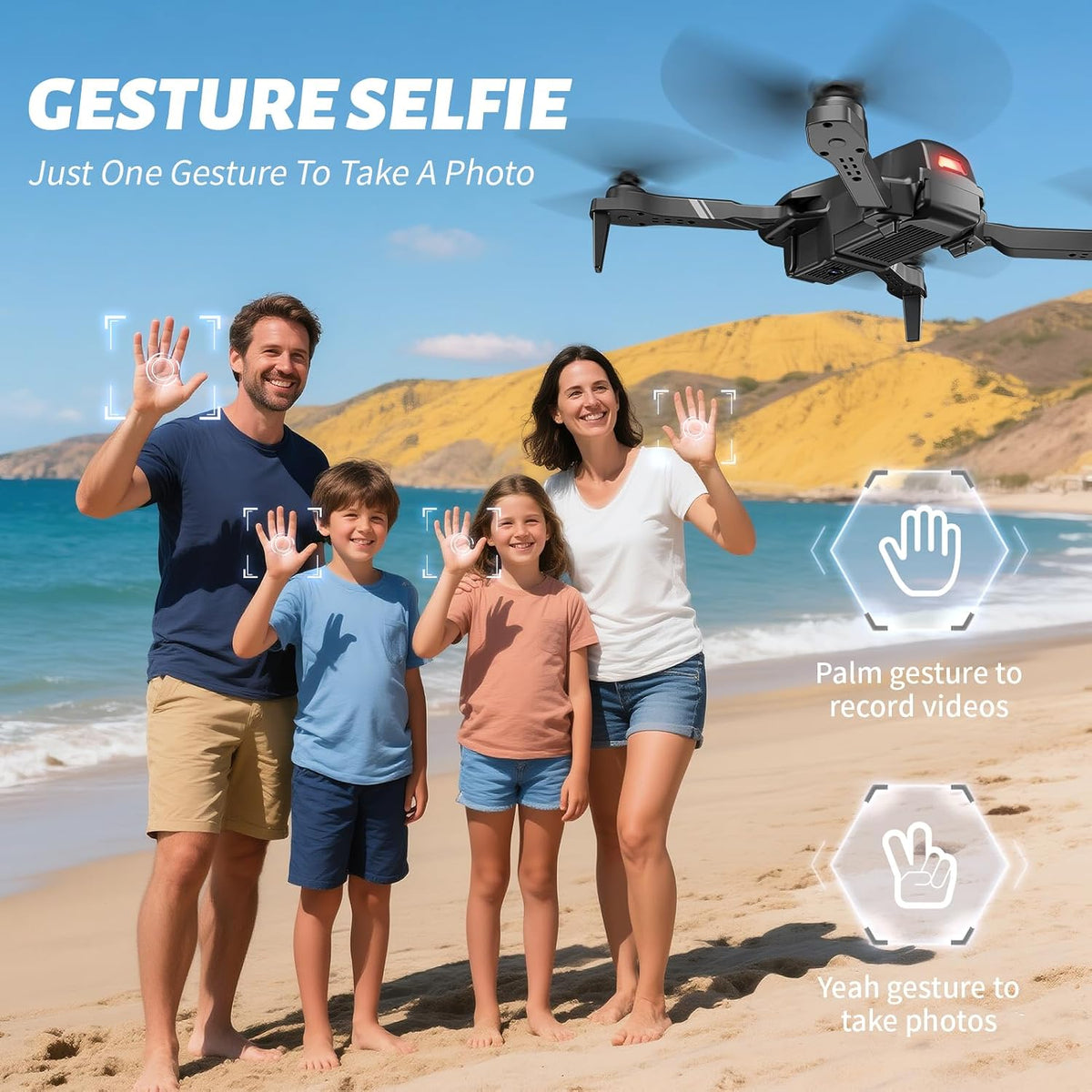 4DRC V13 Foldable Drone with 1080P HD Camera - The Ultimate Beginner's Aerial Adventure for Kids and Adults, Featuring Waypoint Navigation, Headless Mode, Altitude Hold, Gesture Selfie, and 3D Flips!