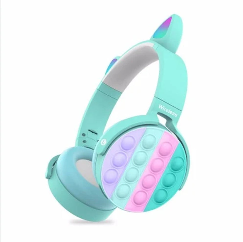 Stress-Relieving Bluetooth Headphones for Kids - Fun Pop Fidget Design