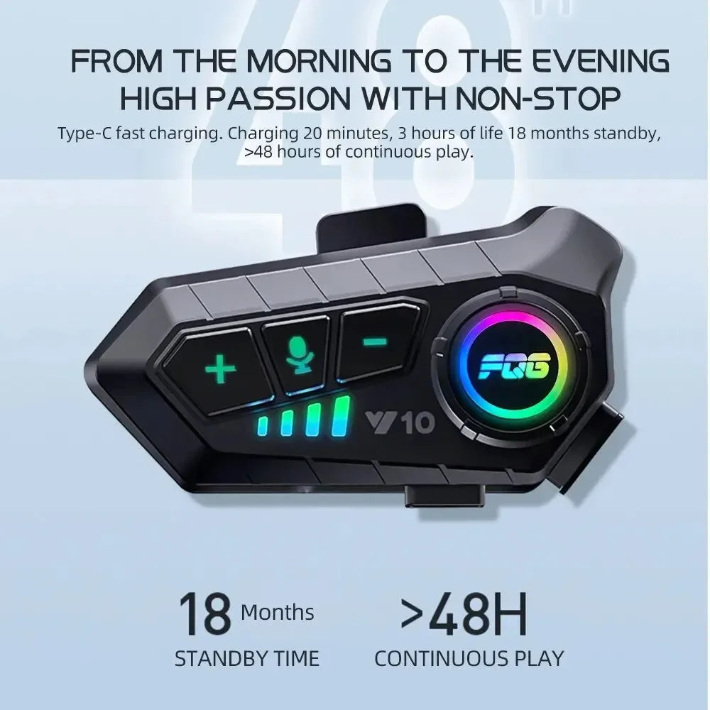 Experience Ultimate Freedom with the Bluetooth 5.3 Waterproof Motorcycle Helmet Headset - Hands-Free Calls & Music Player!