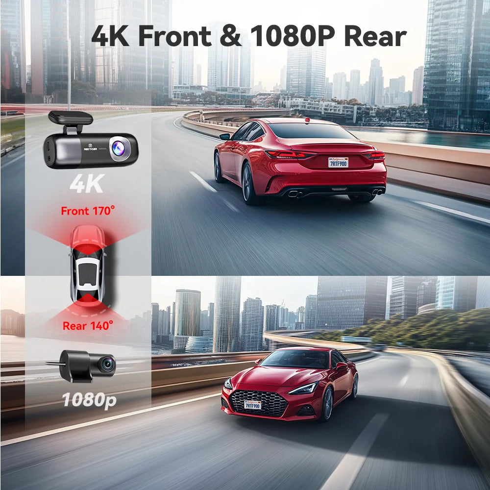 Experience Unmatched Security with the REDTIGER F9 4K Dash Cam - Front & Rear Cameras, WiFi, GPS, and Night Vision for Ultimate Peace of Mind