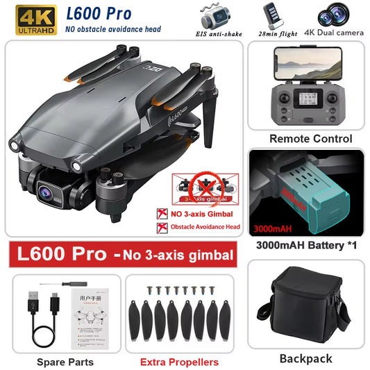 Experience Unmatched Aerial Adventure with the L600 PRO MAX/PRO GPS Drone - 5KM Range, Dual 4K HD Cameras, 3-Axis Gimbal, and 360° Obstacle Avoidance!