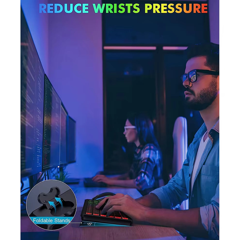 Experience Ultimate Comfort and Style with the 2.4G Wireless RGB Backlit Keyboard Mouse Combo - Ergonomic Full-Size Rechargeable Set