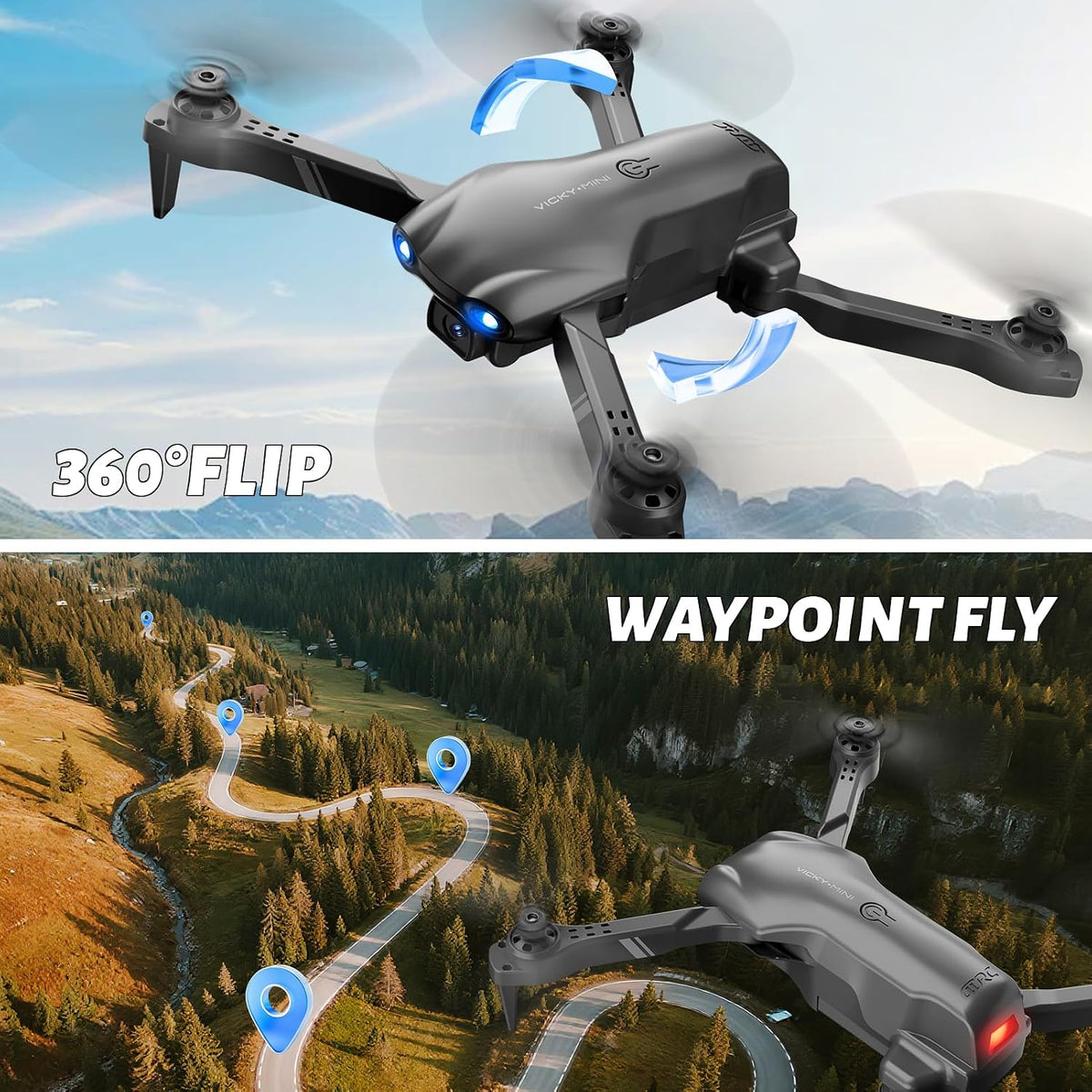 4DRC V13 Foldable Drone with 1080P HD Camera - The Ultimate Beginner's Aerial Adventure for Kids and Adults, Featuring Waypoint Navigation, Headless Mode, Altitude Hold, Gesture Selfie, and 3D Flips!