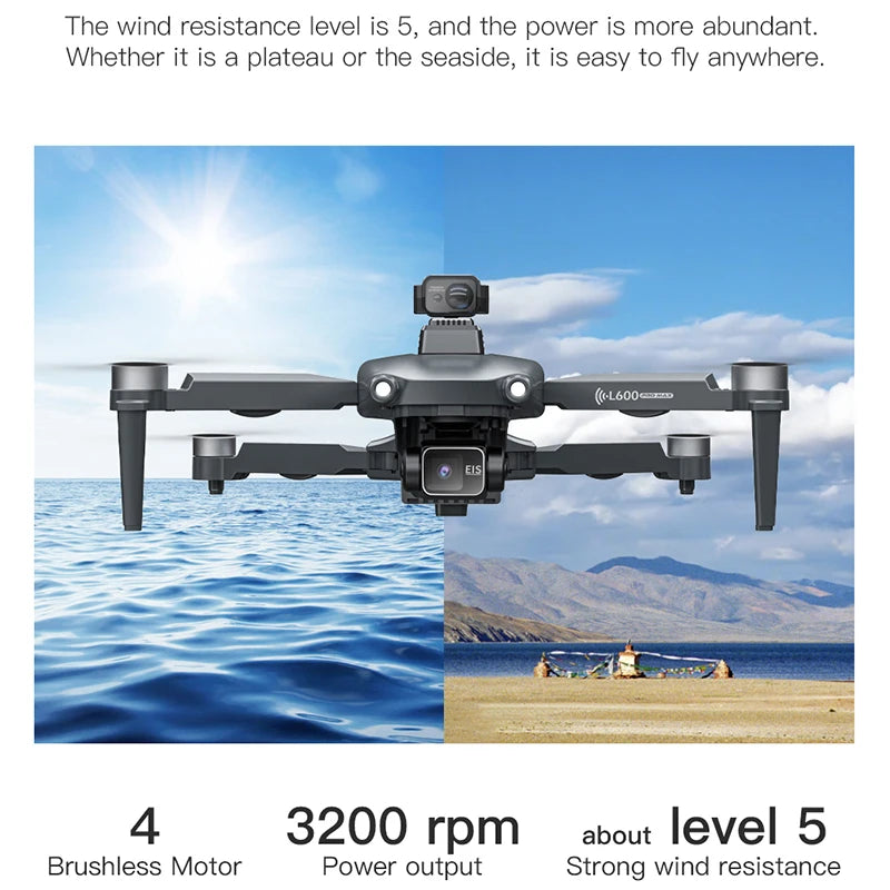 Experience Unmatched Aerial Adventure with the L600 PRO MAX/PRO GPS Drone - 5KM Range, Dual 4K HD Cameras, 3-Axis Gimbal, and 360° Obstacle Avoidance!
