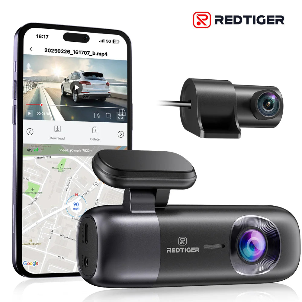 Experience Unmatched Security with the REDTIGER F9 4K Dash Cam - Front & Rear Cameras, WiFi, GPS, and Night Vision for Ultimate Peace of Mind