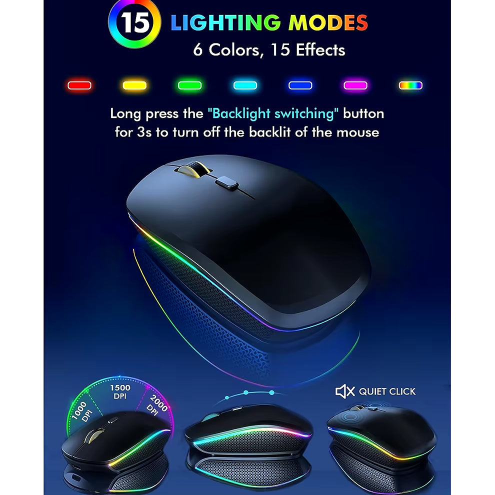 Experience Ultimate Comfort and Style with the 2.4G Wireless RGB Backlit Keyboard Mouse Combo - Ergonomic Full-Size Rechargeable Set