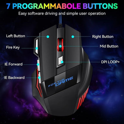 Unleash Your Gaming Potential with the New Hyperspeed RGB Wired Gaming Mouse - Ergonomic Design & 7D Precision Tracking!