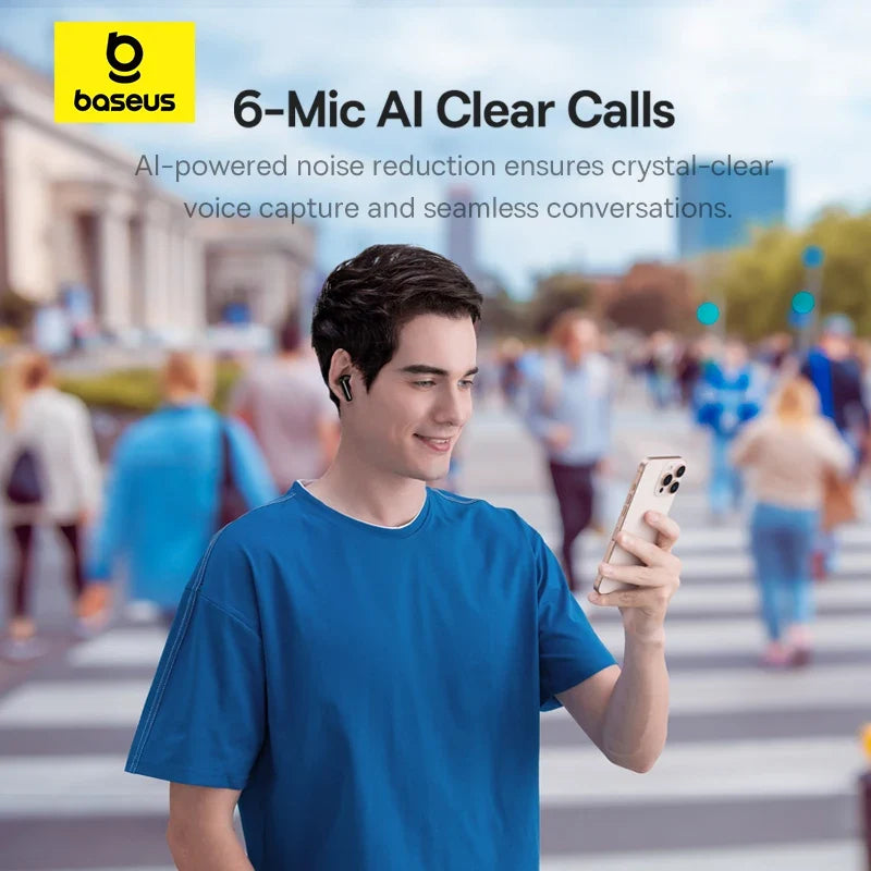 Experience Unmatched Sound Quality with Baseus Bass BP1 Pro -50Db Noise Cancelling Wireless Earbuds Featuring Bluetooth 6.0 and LDAC Hi-Res Audio