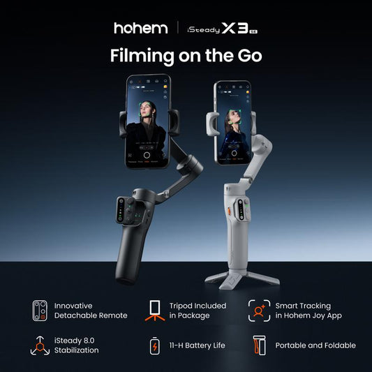 Hohem Isteady X3 SE New Gimbal Stabilizer for Iphone, AI Facial Tracking,Smartphone Gimbal with Detachable Remote Control, Portable Foldable 3-Axis Phone Gimbal for Android & Iphone ,Built-In Extendable Rod,Vlog Stabilizer,Cellphone&Selfie Accessories