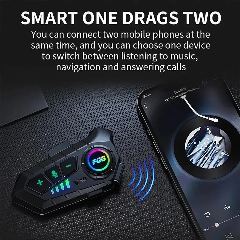 Experience Ultimate Freedom with the Bluetooth 5.3 Waterproof Motorcycle Helmet Headset - Hands-Free Calls & Music Player!