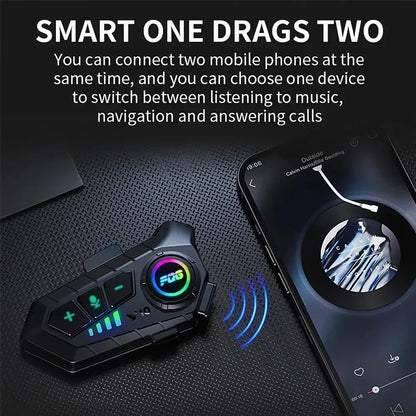 Experience Ultimate Freedom with the Bluetooth 5.3 Waterproof Motorcycle Helmet Headset - Hands-Free Calls & Music Player!
