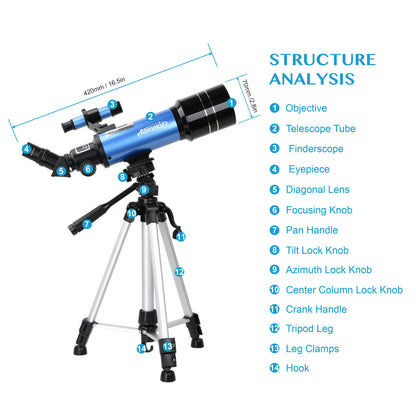 Discover the Universe with the 70mm Portable Travel Telescope - Perfect for Beginners and Stargazing Adventures!