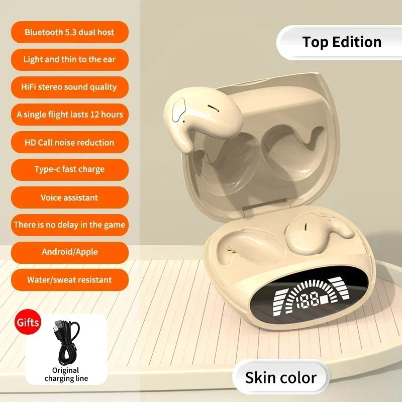 Experience Unmatched Audio with VIKEFON High-End Wireless Sports Bluetooth Headphones - TWS Dual Ear, Active Noise Cancelling, and Comfortable Design for Calls and Sleep