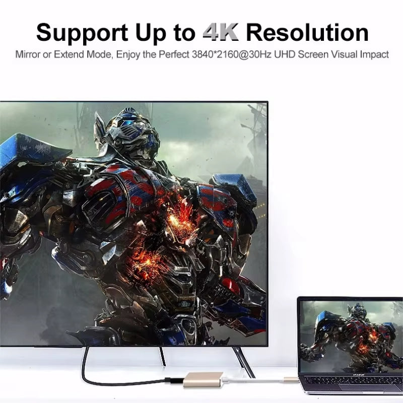 Ultimate 3-in-1 USB-C Hub: HDMI-Compatible 4K Adapter & Fast Charger for MacBook Air 12