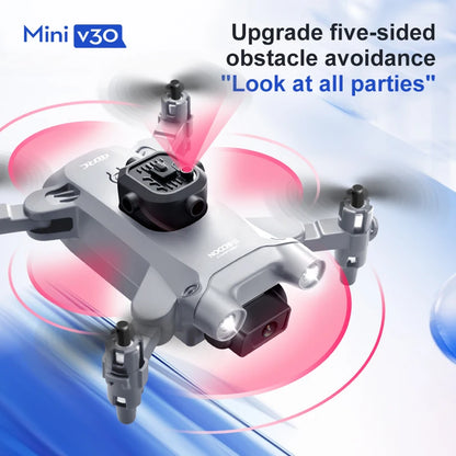 Experience the Thrill of Aerial Adventure with the Mini V30 WiFi FPV Drone - 4K HD Dual Camera, Obstacle Avoidance, and Foldable Design for Kids and Adults!