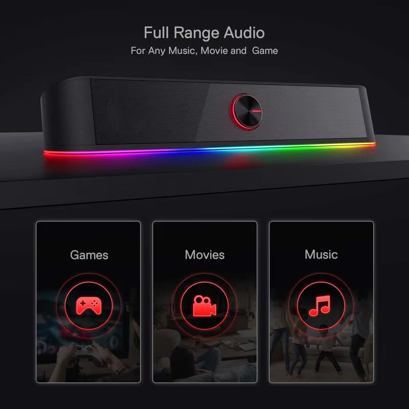 Experience Immersive Sound with the Redragon GS560 Adiemus RGB Desktop Soundbar - Dynamic 2.0 Channel Speaker with Stunning Audio-Light Sync