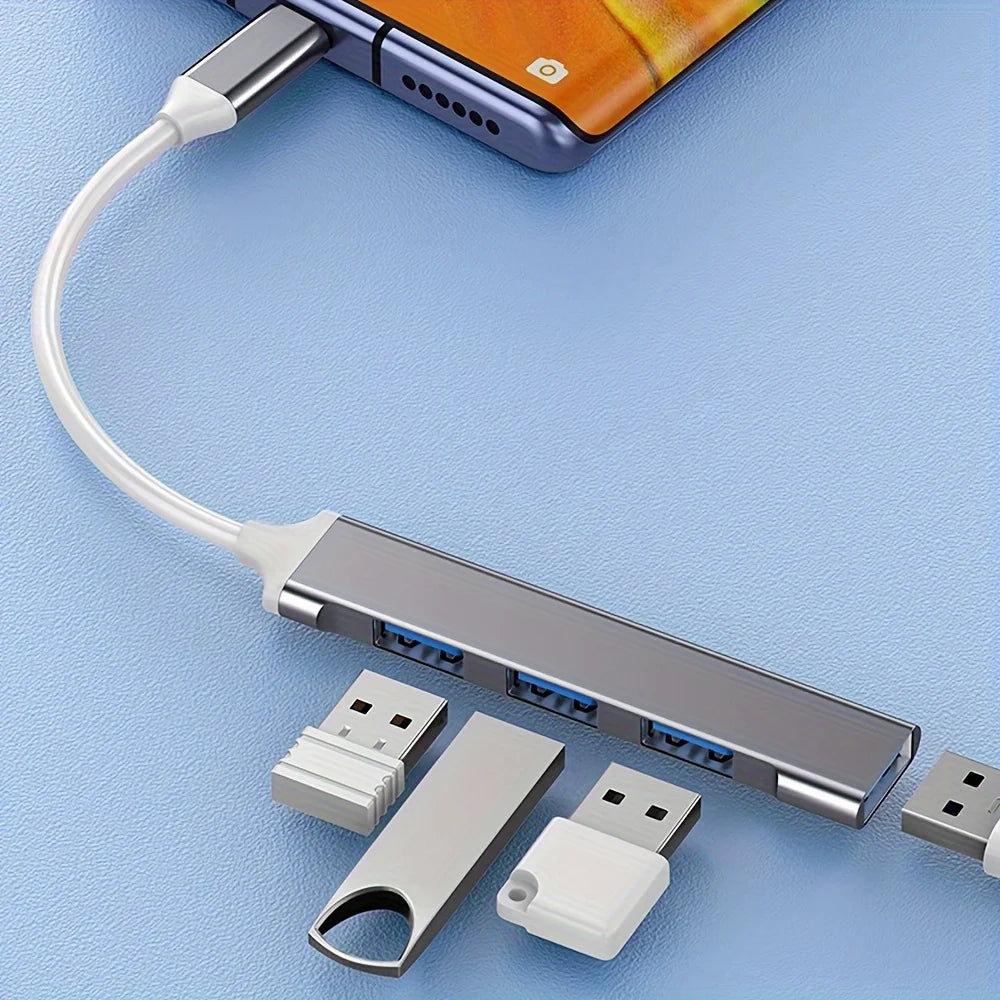 Transform Your Connectivity with the 4-Port Multi-Splitter Type C Hub USB Adapter - Perfect for Xiaomi, Lenovo, MacBook Air & Pro!