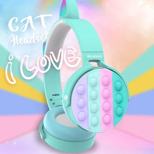 Stress-Relieving Bluetooth Headphones for Kids - Fun Pop Fidget Design