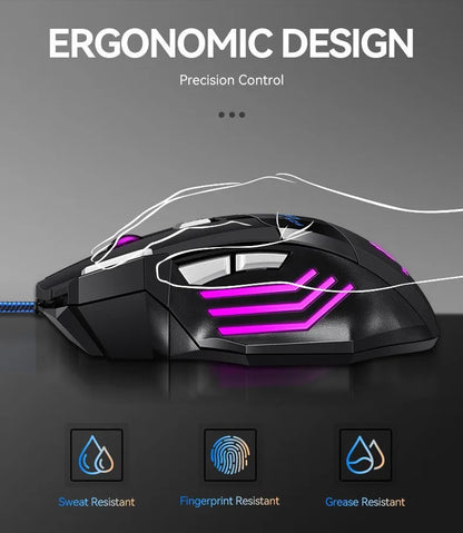 Unleash Your Gaming Potential with the New Hyperspeed RGB Wired Gaming Mouse - Ergonomic Design & 7D Precision Tracking!