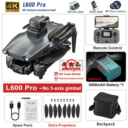 Experience Unmatched Aerial Adventure with the L600 PRO MAX/PRO GPS Drone - 5KM Range, Dual 4K HD Cameras, 3-Axis Gimbal, and 360° Obstacle Avoidance!
