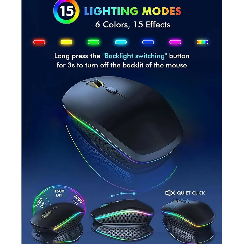 Experience Ultimate Comfort and Style with the 2.4G Wireless RGB Backlit Keyboard Mouse Combo - Ergonomic Full-Size Rechargeable Set