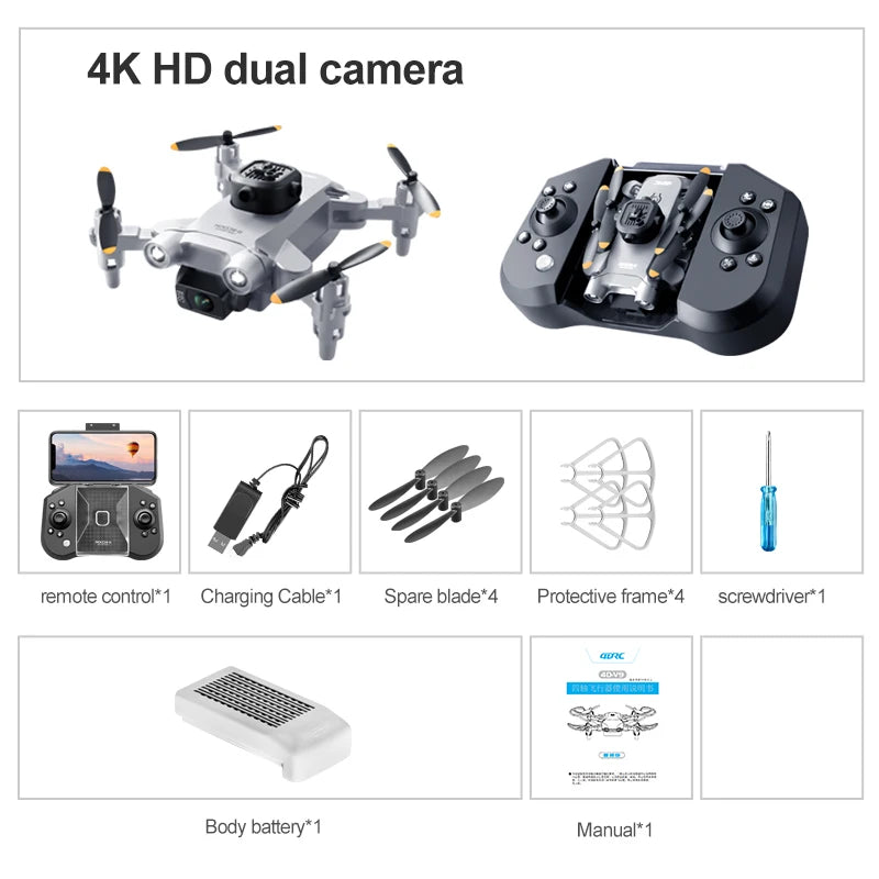 Experience the Thrill of Aerial Adventure with the Mini V30 WiFi FPV Drone - 4K HD Dual Camera, Obstacle Avoidance, and Foldable Design for Kids and Adults!