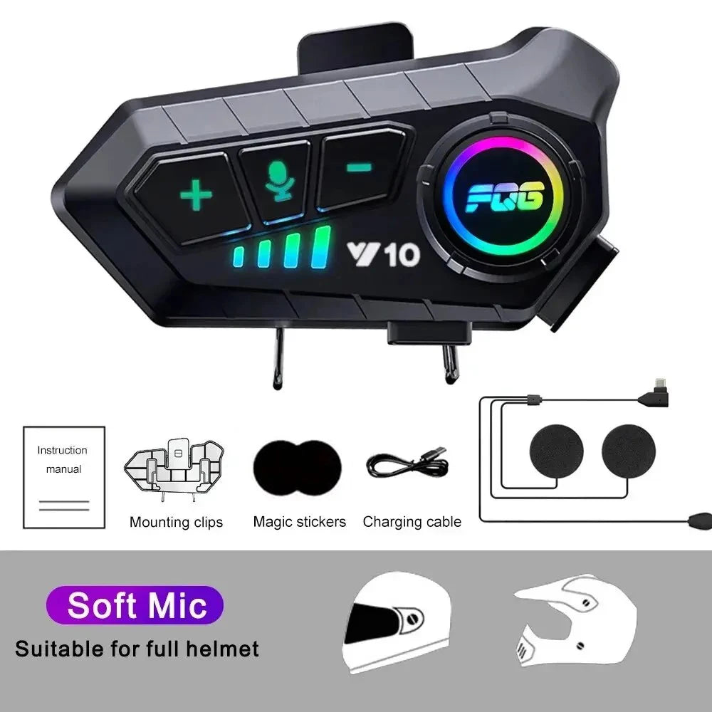Experience Ultimate Freedom with the Bluetooth 5.3 Waterproof Motorcycle Helmet Headset - Hands-Free Calls & Music Player!