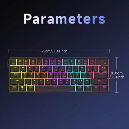 Experience Gaming Excellence with the NK61 Wired Mechanical Keyboard - 60% RGB Hot-Swappable Red Switch Mini Keyboard for Ultimate PC Performance