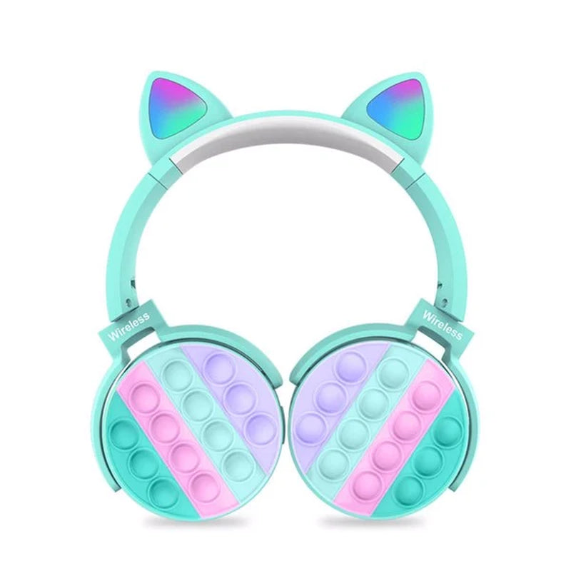 Stress-Relieving Bluetooth Headphones for Kids - Fun Pop Fidget Design