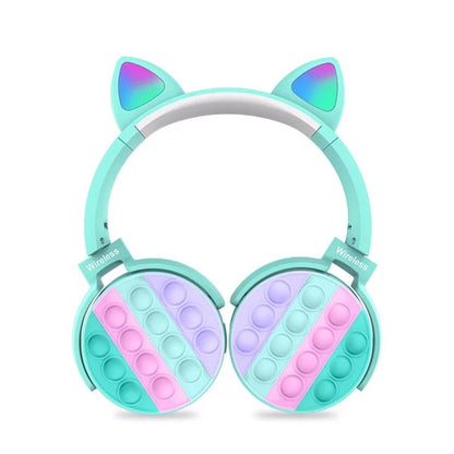 Stress-Relieving Bluetooth Headphones for Kids - Fun Pop Fidget Design