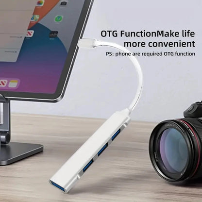 Transform Your Connectivity with the 4-Port Multi-Splitter Type C Hub USB Adapter - Perfect for Xiaomi, Lenovo, MacBook Air & Pro!