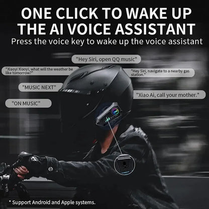 Experience Ultimate Freedom with the Bluetooth 5.3 Waterproof Motorcycle Helmet Headset - Hands-Free Calls & Music Player!