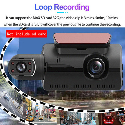1080P Dual Lens Car Dash Cam with G-Sensor - Front and Rear Video Recorder