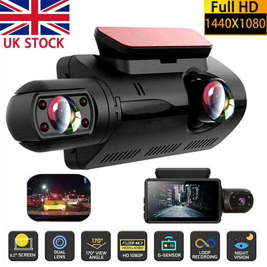 1080P Dual Lens Car Dash Cam with G-Sensor - Front and Rear Video Recorder