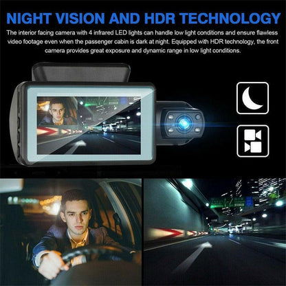 1080P Dual Lens Car Dash Cam with G-Sensor - Front and Rear Video Recorder